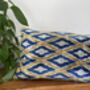 Velvet Blue, Yellow And Beige Cushion Cover, thumbnail 2 of 7