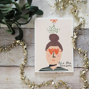 Tis The Season Mistletoe Christmas Card For Her, 3 of 5