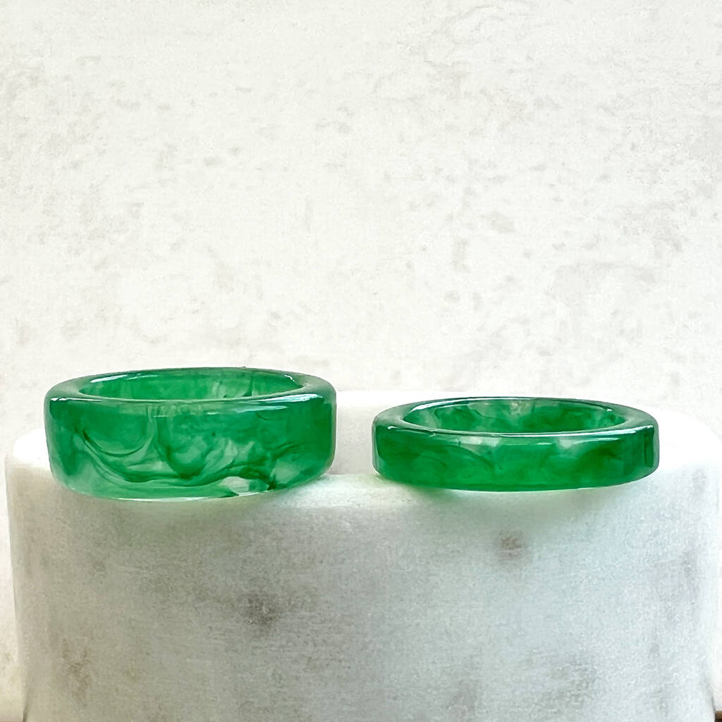 Green Opaque Resin Ring, 1 of 6