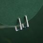 Sterling Silver Minimalist Cz Pave Square Huggie Hoop, thumbnail 8 of 12