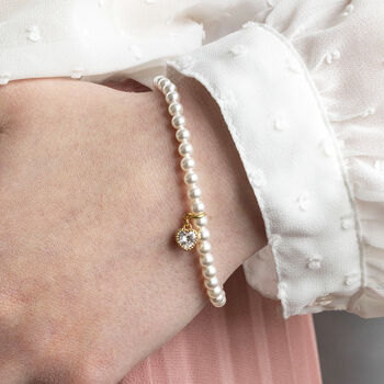Bridesmaid Pearl Bracelet With Crystal Heart, 7 of 7