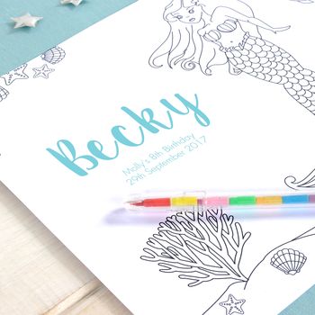 Under The Sea Personalised Party Colour In Place Mats, 4 of 8