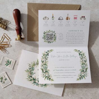 Eucalyptus And Gypsophila Folded Wedding Invitation, 2 of 7
