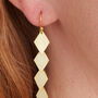Matte Gold Plated Silver Diamond Shape Dangly Earrings, thumbnail 2 of 9