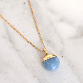 The Orb Blue Opal October Birthstone Necklace, 2 of 7