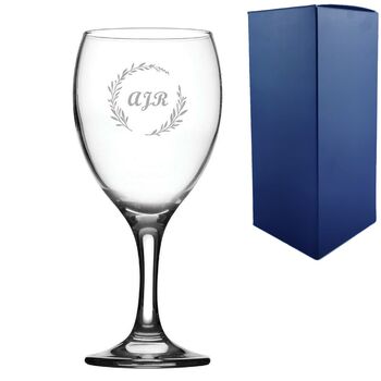 Personalised Wreath Initials Imperial Wine Glass, 2 of 5