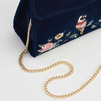 Rosy Posy Embroidered Blue Mini Top Handle Tote, 7 of 8