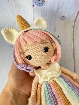 Handmade Crochet Unicorn Doll, Knit Doll, 11 of 12