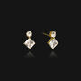 Azura Rhinestone Stud Earrings Gold, thumbnail 2 of 3