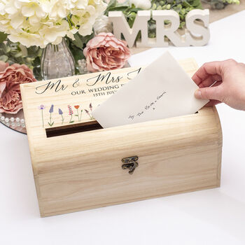 Personalised Wild Flowers Wedding Cards Post Box Chest, 3 of 3