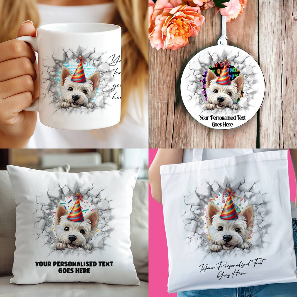 Personalised West Highland Terrier Birthday Break Through, 1 of 8
