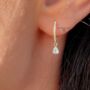 Teardrop Crystal Hoop Earrings Gold Silver Gift For Her, thumbnail 1 of 8
