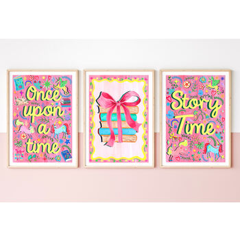 Pink And Lilac Books With Bow Nursery Print – Girls Room Wall Art, Children’s Library Illustration, 10 of 11