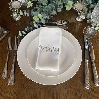Personalised Reusable Silver And White Napkin Set, 2 of 10