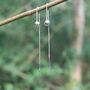 Silver Round Bead Drop Earrings For Women, thumbnail 4 of 5