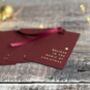 Crimson Red Xmas Gift Tags With Gold Foil Set Of Five, thumbnail 2 of 3