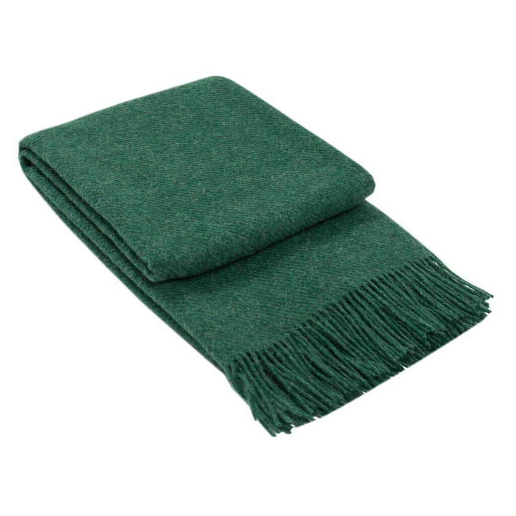 100 Wool Throw In Green By Lime Lace
