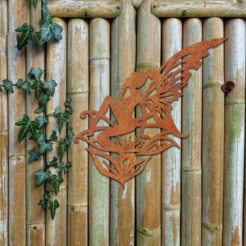 Magical Fairy Art Rusted Pixie Girl Garden Fence Art, 8 of 10