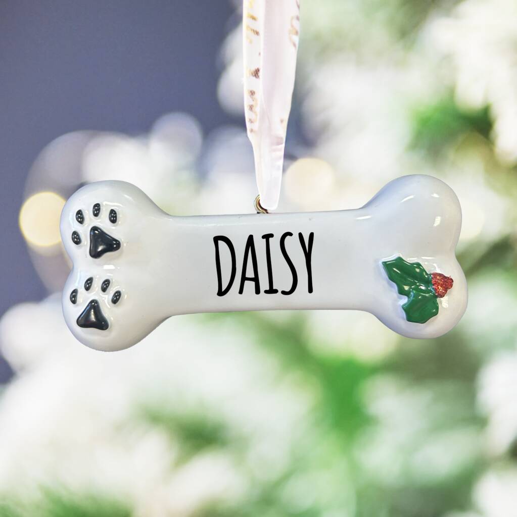 Personalised Dog Bone Christmas Decoration, 1 of 3