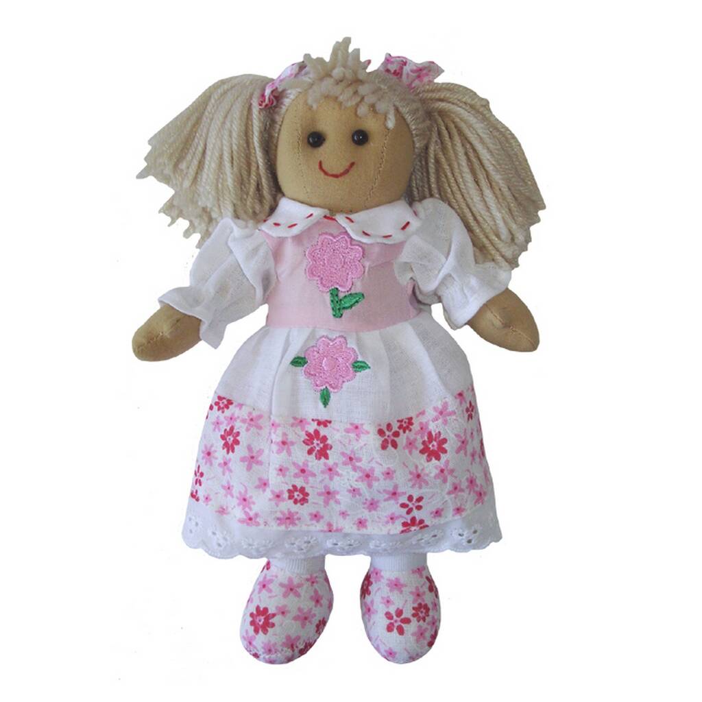 Rag Doll In Pink Carry Basket By Little Ella James