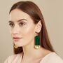 Clip On Earrings Art Deco Small Green Fountain, thumbnail 4 of 7