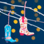 Personalised Cowboy Boot Christmas Decoration, thumbnail 2 of 12