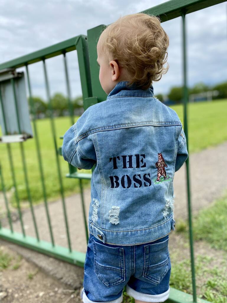 Personalised Baby/Toddler Denim Jacket With Bear, 1 of 8