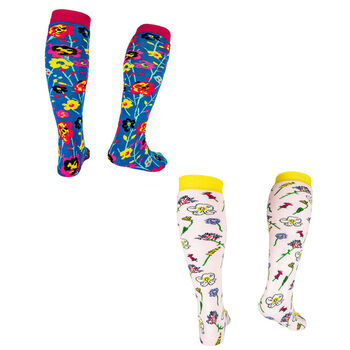 Gift Set Of Two Pairs Of Squelch Adult Socks Flowers, 5 of 5
