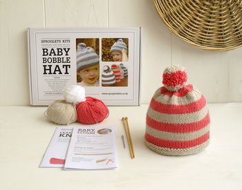 Baby Merino Bobble Hat Beginner Knitting Kit, 7 of 7