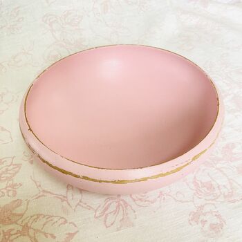 Antique Painted Pink Wooden Fruit Bowl ~ Four, 7 of 7