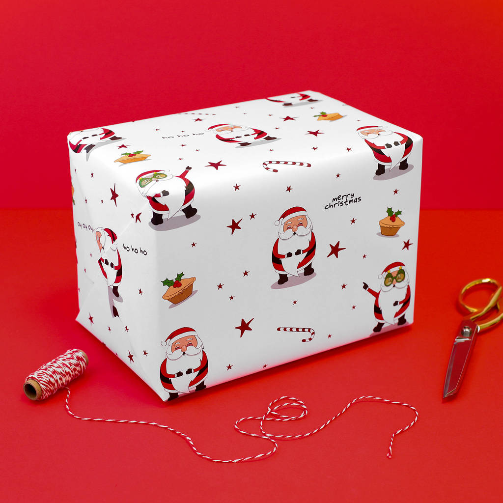 Christmas Groovy Dancing Santa Gift Wrap By Tache | notonthehighstreet.com