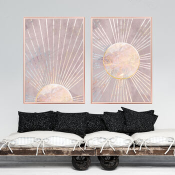 Boho Sun Pink Marble Gold Wall Art Print, 5 of 8