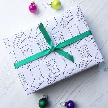 Christmas Stocking Gift Wrap Set To Colour In, 3 of 5