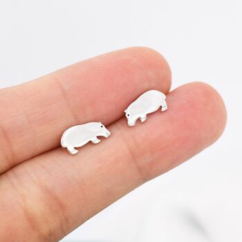 Hippo Stud Earrings In Sterling Silver, 8 of 12