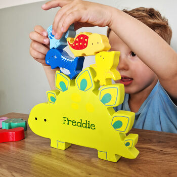 Personalised Wooden Dinosaur Stacker Toy, 5 of 5