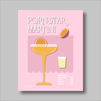 Pornstar Martini Cocktail Print Four Colour Options, 2 of 8
