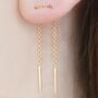 Rose Gold Plated Silver Short Chain Threader Earrings, thumbnail 1 of 7