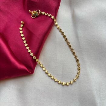 Golden Brass Floral Minimalist Foot Payal Anklet, 3 of 6
