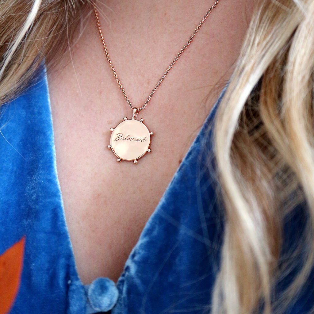 Bridesmaid Engraved Coin Necklace, 1 of 4