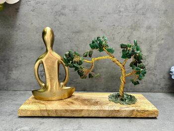 Zen Yoga Pose Sculpture With Tree Of Life Statue Gift Padmasana Lotus Pose, 2 of 8