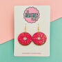 Pink Doughnut Glitter Earrings, thumbnail 1 of 2