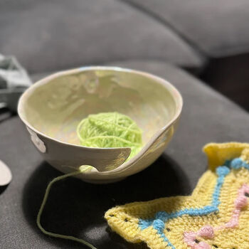 Ceramic Yarn Bowl For Knitting / Crochet Pearl, 2 of 2