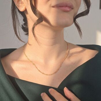 Minimalist 18ct Gold Plated Bar Curb Chain Necklace, 3 of 4