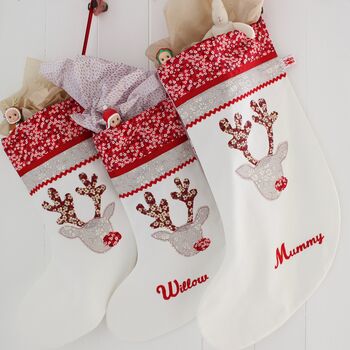 Personalised Reindeer Christmas Stocking, 3 of 10