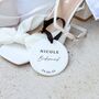 Personalised Black And White Bridal Party Ceramic Hanging Disc Decoration, thumbnail 1 of 5