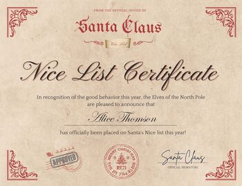 Santa Claus Nice List Certificate, 2 of 2