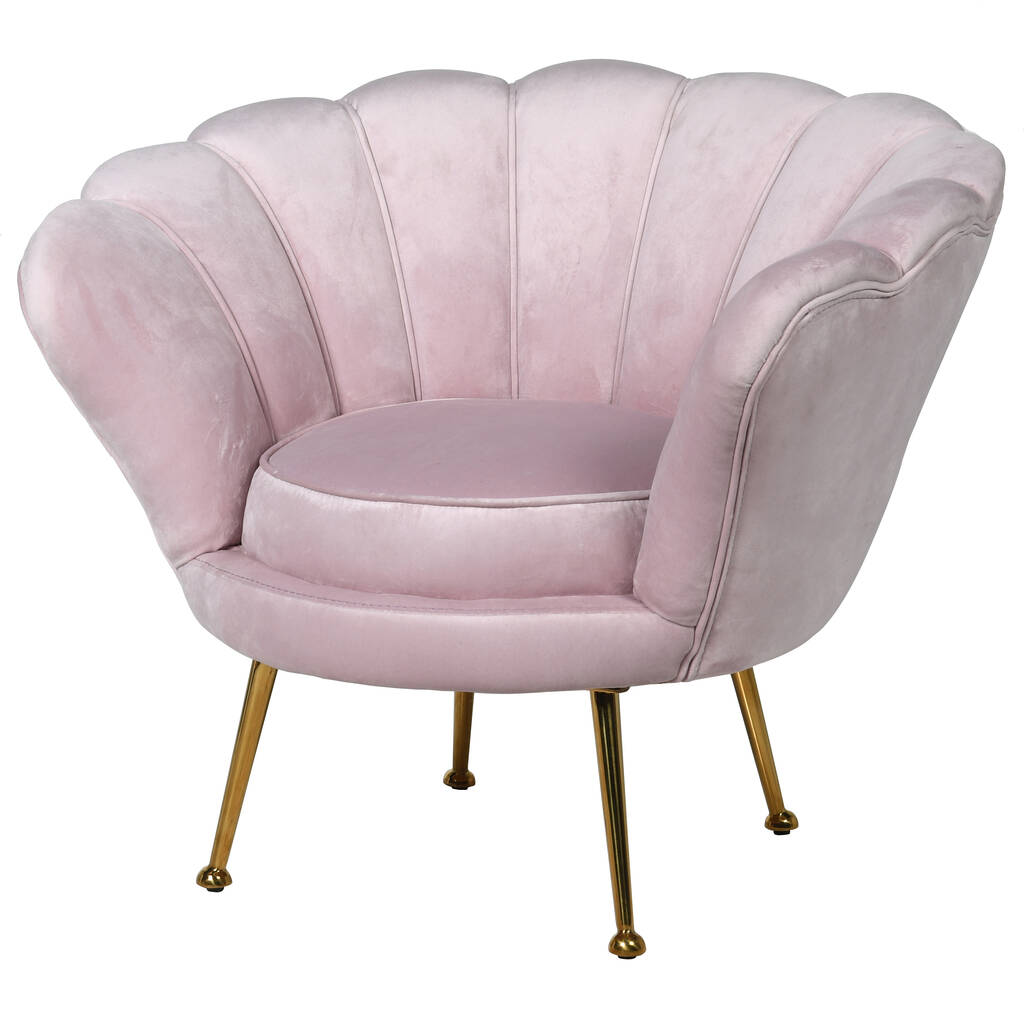 Child's Shell Bedroom Chair In Pink Velvet By Ella James