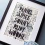 Personalised Family Monochrome Florals Papercut Print, thumbnail 11 of 12