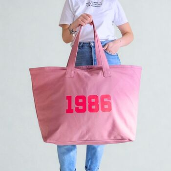 Personalised Zip Tote Bag With Birth Year, 9 of 9