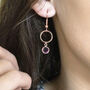 Rose Gold Plated Circle Birthstone Earrings, thumbnail 2 of 8